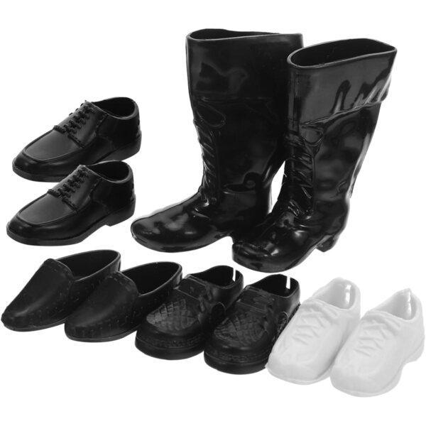 25 paia di piccole scarpe in plastica per bambole – accessori neri per casa delle bambole