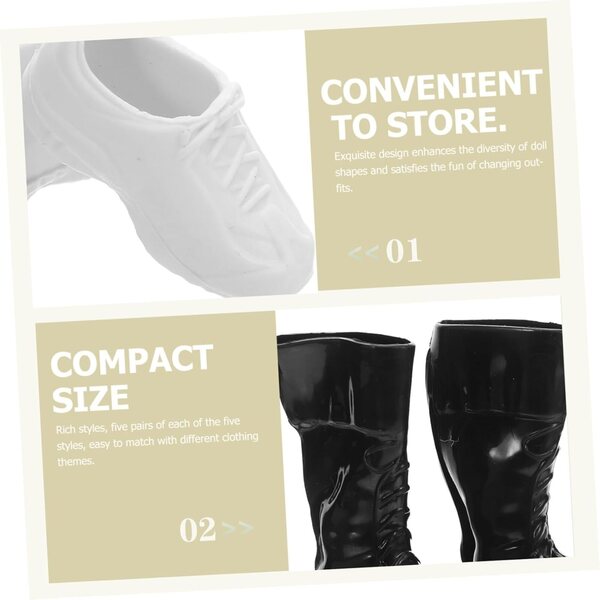 25 paia di piccole scarpe in plastica per bambole – accessori neri per casa delle bambole