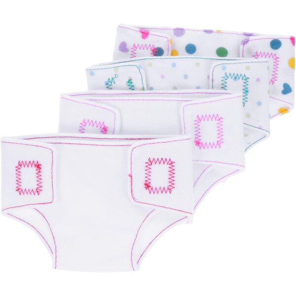 HEMOTON Set di 4 Pannolini Riutilizzabili per Bambole - Biancheria Intima di Stoffa Comoda e Pratica