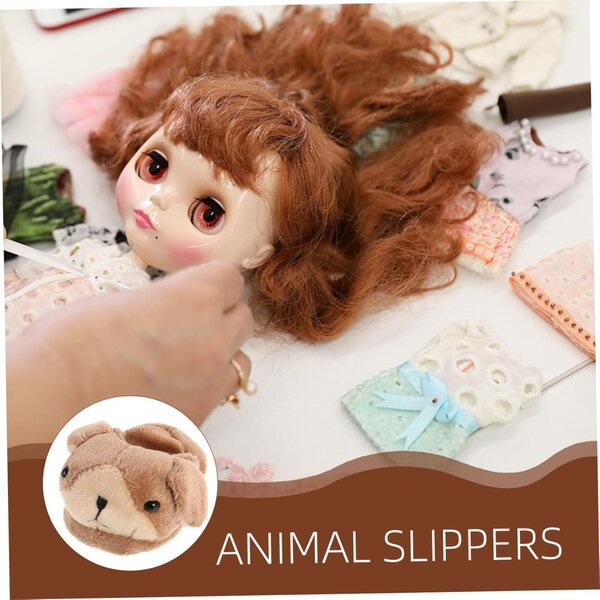 HEMOTON Scarpe Puppola in Peluche con Motivi Animali, Calde e Confortevoli per Inverno