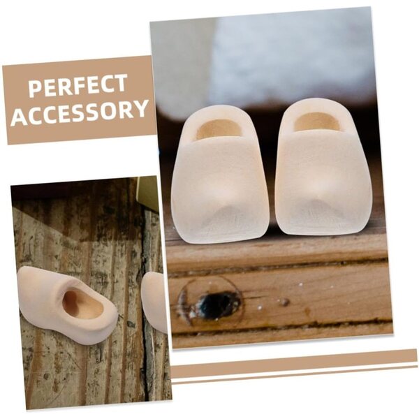 Holibanna Mini Scarpe in Legno Decorazione Casa Bambole DIY 2 Paia Beige