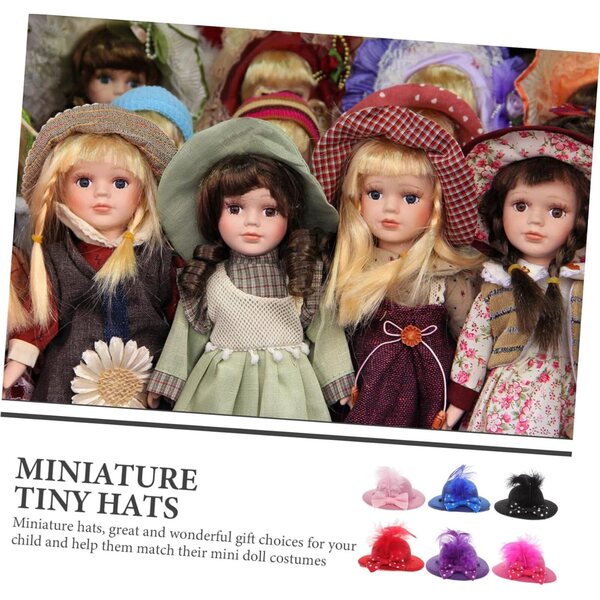 Gatuida Set mit 6 Mini-Hüten mit Punkten für Puppen, leichtes Zubehör für Dekorationen und Partys