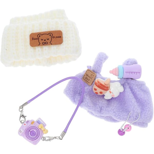 HEMOTON Set Abbigliamento Completo per bambole con Salopette e Bonnet in Lana Bianco