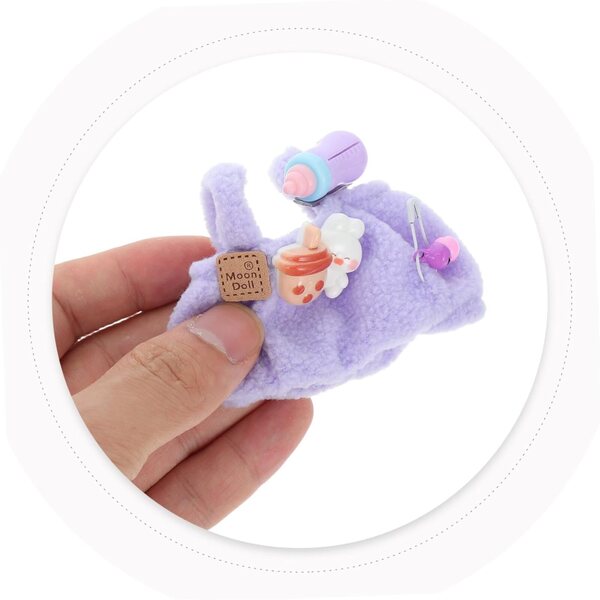 HEMOTON Komplettes Kleidungsset für Puppen mit Latzhose und Haube aus weißer Wolle