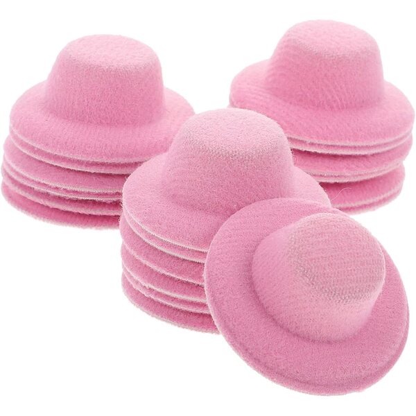 20 Mini-Hüte aus rosa Stoff für Puppen – dekorative Accessoires Gatuida