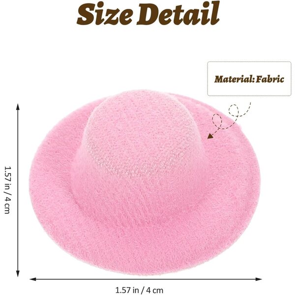 20 Mini Cappelli in Tessuto Rosa per Bambole - Accessori Decorativi Gatuida