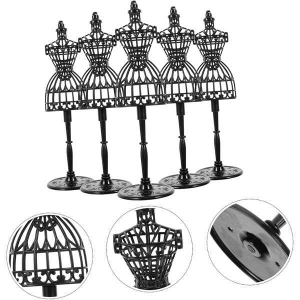 VICASKY Set 5 Mini Manichini per Vestiti di Bambole in Plastica Neri Compatti