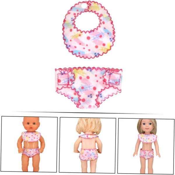 VICASKY Set Culotte e Bavaglino in Tessuto Lavabili per bambole - Accessori Classici e Pratici
