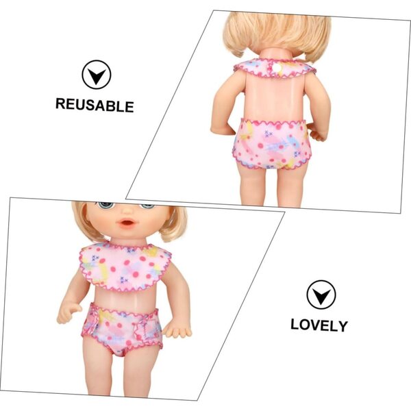 VICASKY Set Culotte e Bavaglino in Tessuto Lavabili per bambole - Accessori Classici e Pratici
