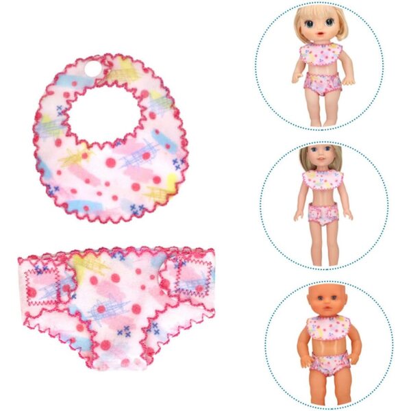 VICASKY Set Culotte e Bavaglino in Tessuto Lavabili per bambole - Accessori Classici e Pratici