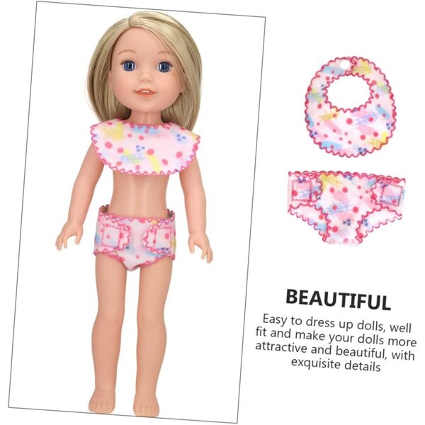 VICASKY Set Culotte e Bavaglino in Tessuto Lavabili per bambole - Accessori Classici e Pratici