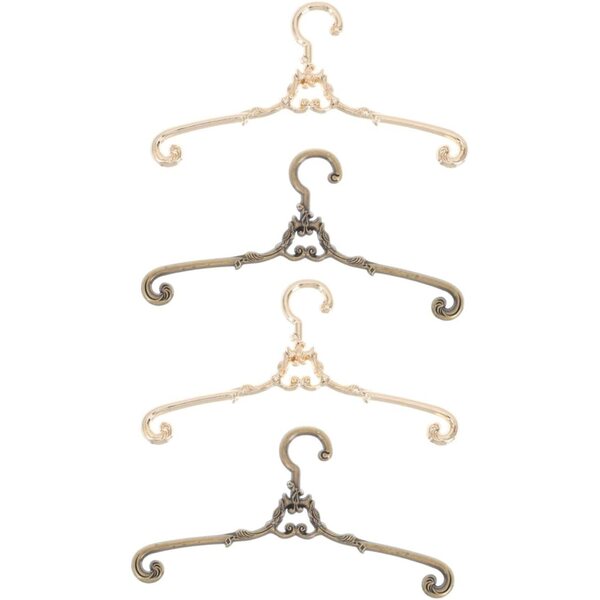 Gatuida mini cintres vintage in lega per abiti da bambola - set 4 pezzi dorati e bronzo