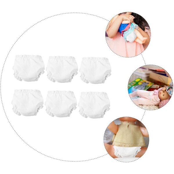 Toddmomy Set 6 Mutandine Regolabili Bianche per Bambole - Accessori Premium Gioco e Nidoo