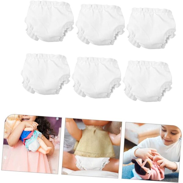 Toddmomy Set 6 Mutandine Regolabili Bianche per Bambole - Accessori Premium Gioco e Nidoo