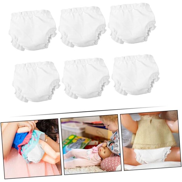 Toddmomy Set 6 Mutandine Regolabili Bianche per Bambole - Accessori Premium Gioco e Nidoo