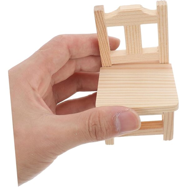 Set Miniature SEWACC: Banco e Sedia in Legno per Casa di Bambola, Arredo Giardino e Salotto