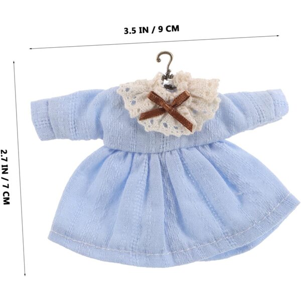 HEMOTON Robe vintage blu con pizzo per bambole, accessorio casa bambole miniatura