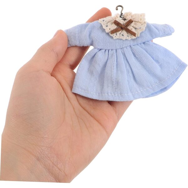 HEMOTON Robe vintage blu con pizzo per bambole, accessorio casa bambole miniatura