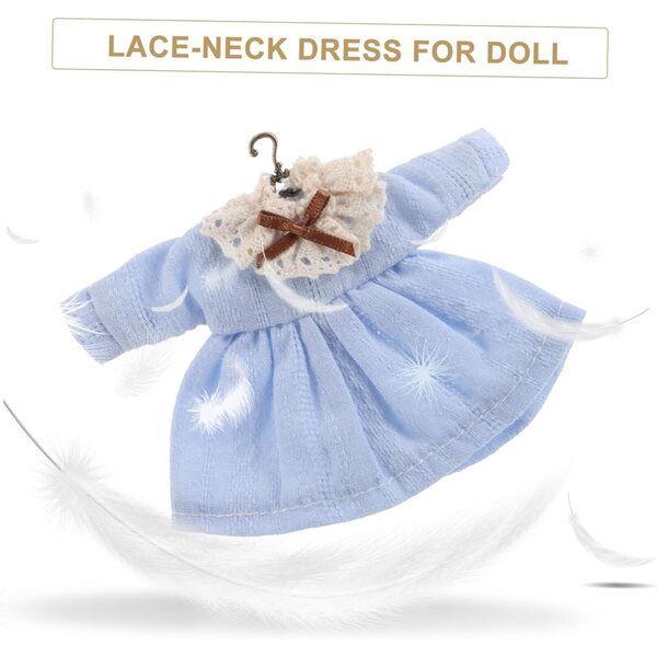 HEMOTON Robe vintage blu con pizzo per bambole, accessorio casa bambole miniatura
