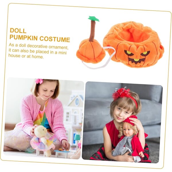 HEMOTON Costume da bambola zucca di Halloween con mini cappuccio per bambole in miniatura