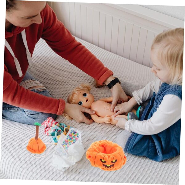HEMOTON Costume da bambola zucca di Halloween con mini cappuccio per bambole in miniatura
