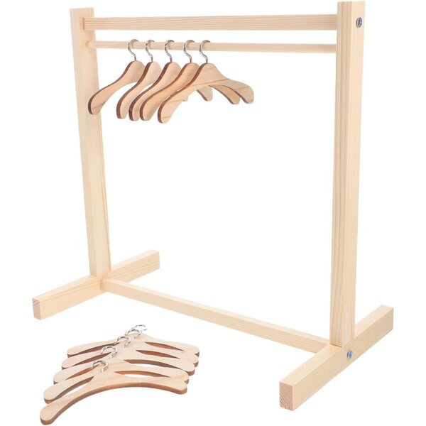 VICASKY Support in Legno per Vestiti di Bambole con 10 Mini Grucce 30 cm