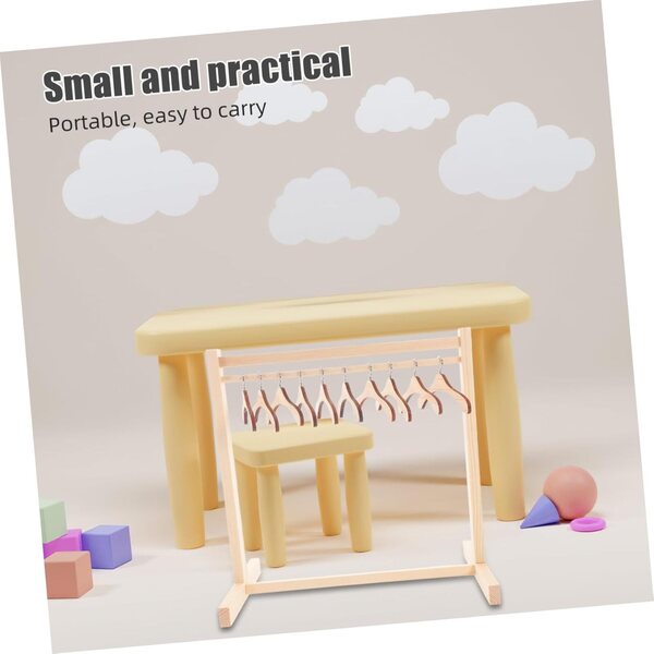 VICASKY Holzständer für Puppenkleidung mit 10 Mini-Kleiderbügeln 30 cm