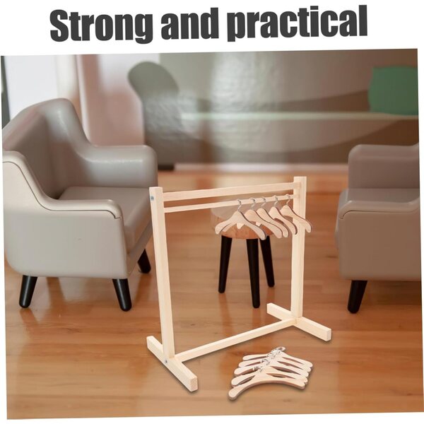 VICASKY Holzständer für Puppenkleidung mit 10 Mini-Kleiderbügeln 30 cm