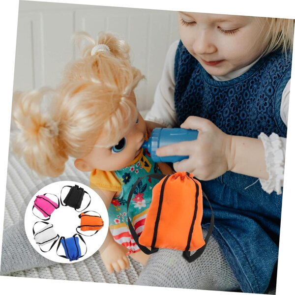 VICASKY 5 sacchetti colorati per giocattoli e bambole, mini zaini in tessuto resistenti