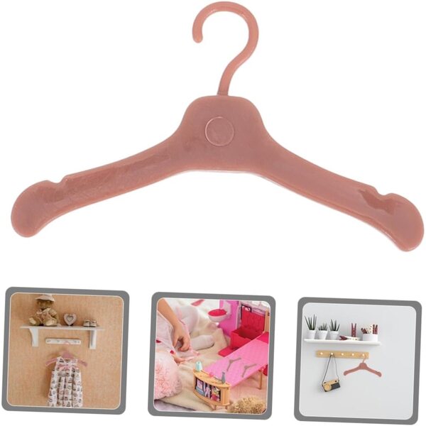 Gatuida 100 Cintres in Plastica per bamboles e Miniature 5,5x3 cm Marrone Chiaro