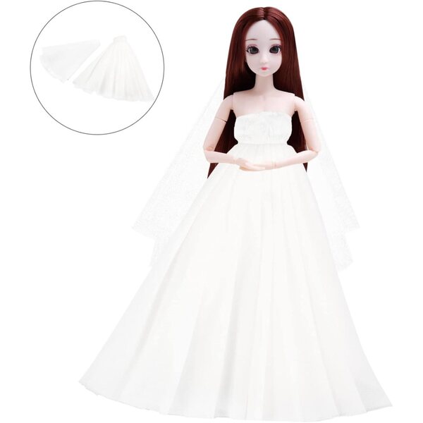 Gatuida Robe de Mariée Miniature Bianca per bambole | Abito di Moda per Bambole 26x23 cm