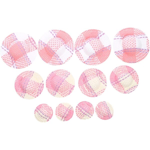 Bunt gestreifte Mini-Hüte für Puppen – 12er-Set, verschiedene Größen, kreative Accessoires