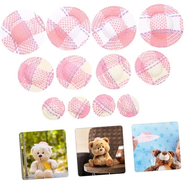 Bunt gestreifte Mini-Hüte für Puppen – 12er-Set, verschiedene Größen, kreative Accessoires