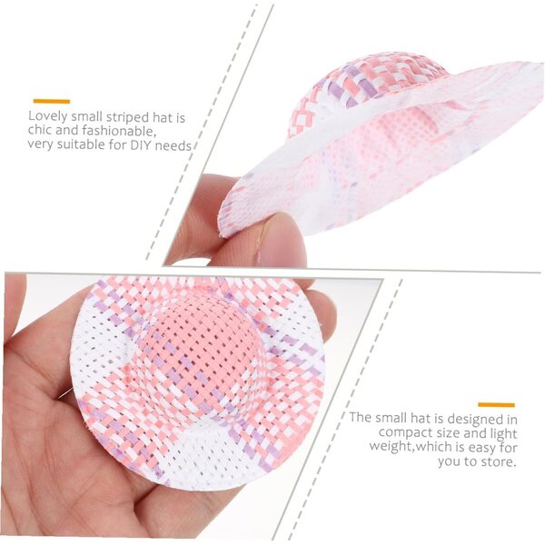Bunt gestreifte Mini-Hüte für Puppen – 12er-Set, verschiedene Größen, kreative Accessoires