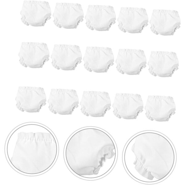 Set 15 Culottes Bianche Elastiche per Mini bamboles - Accessori Decorativi e Lavabili