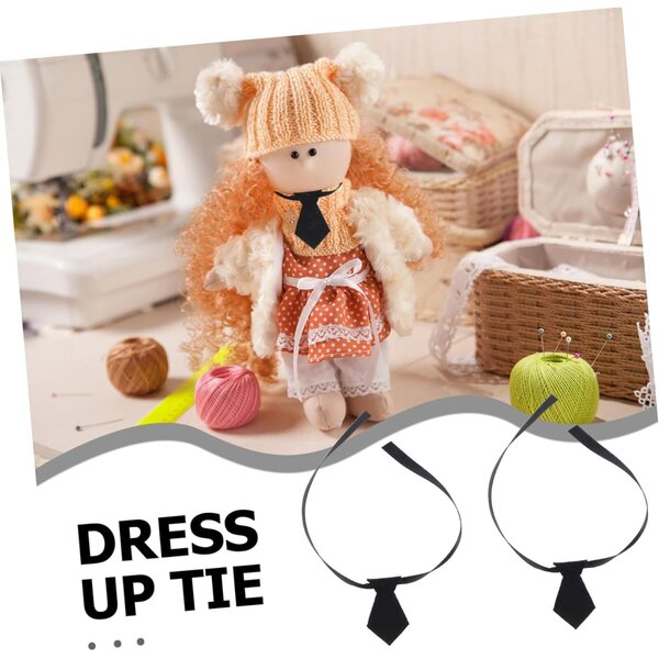 Gatuida 4 Mini Cravatte Nere per Casa delle Bambole Accessori Creativi per Bambini