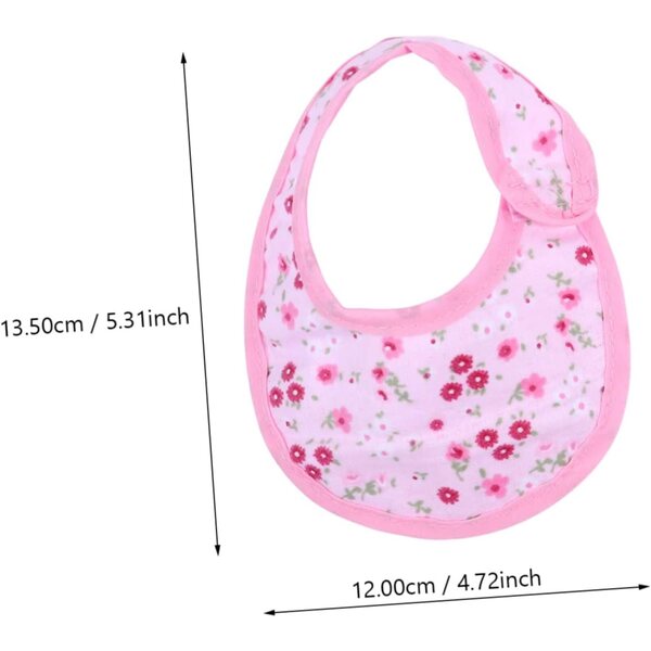 Set 6 Bavaglini in Tessuto Lavabili per Bambole 45 cm con Nastro Regolabile - VICASKY