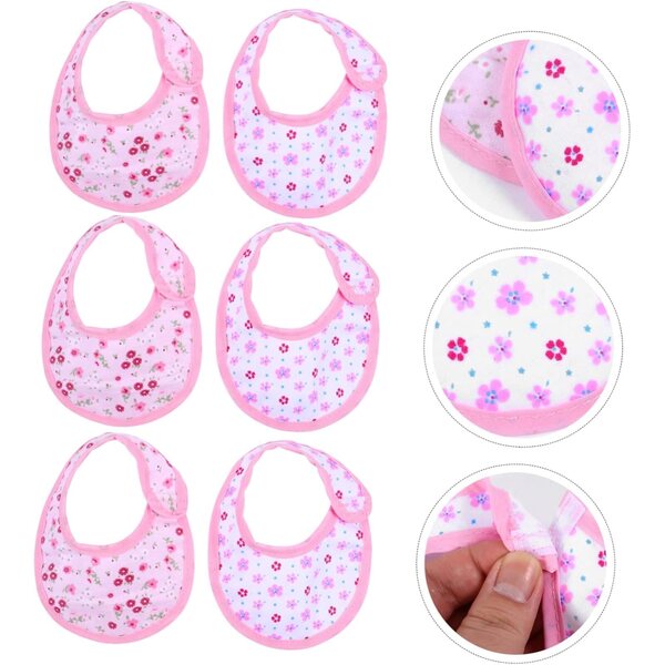 Set 6 Bavaglini in Tessuto Lavabili per Bambole 45 cm con Nastro Regolabile - VICASKY
