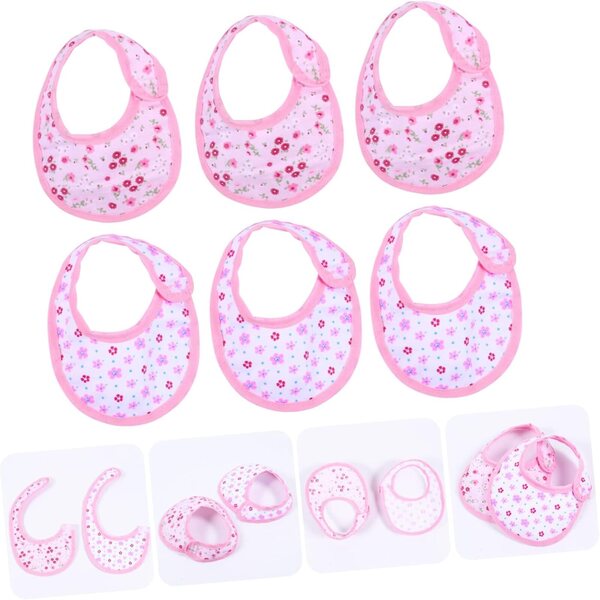 Set 6 Bavaglini in Tessuto Lavabili per Bambole 45 cm con Nastro Regolabile - VICASKY