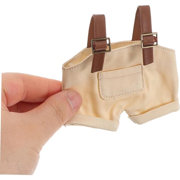 Gatuida Beige Jeansoverall für Puppen, Modekleidung für Stofftiere 17 cm