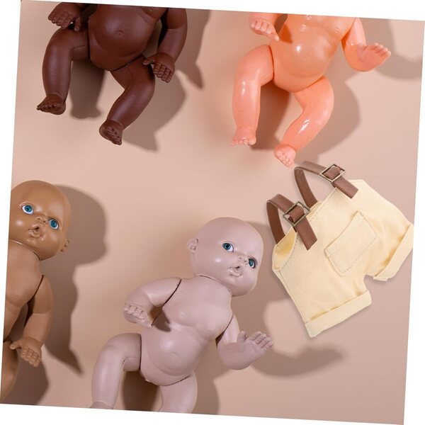 Gatuida Beige Jeansoverall für Puppen, Modekleidung für Stofftiere 17 cm