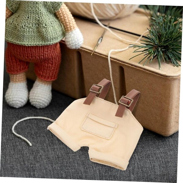 Gatuida Beige Jeansoverall für Puppen, Modekleidung für Stofftiere 17 cm