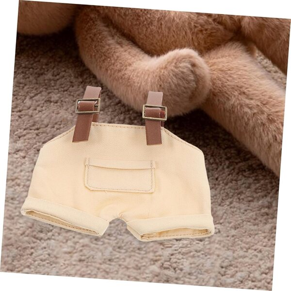 Gatuida Beige Jeansoverall für Puppen, Modekleidung für Stofftiere 17 cm