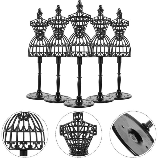 Set mit 6 VICASKY Miniatur-Schaufensterpuppen für Puppenkleidung und Zubehör, Schwarz, 21 cm