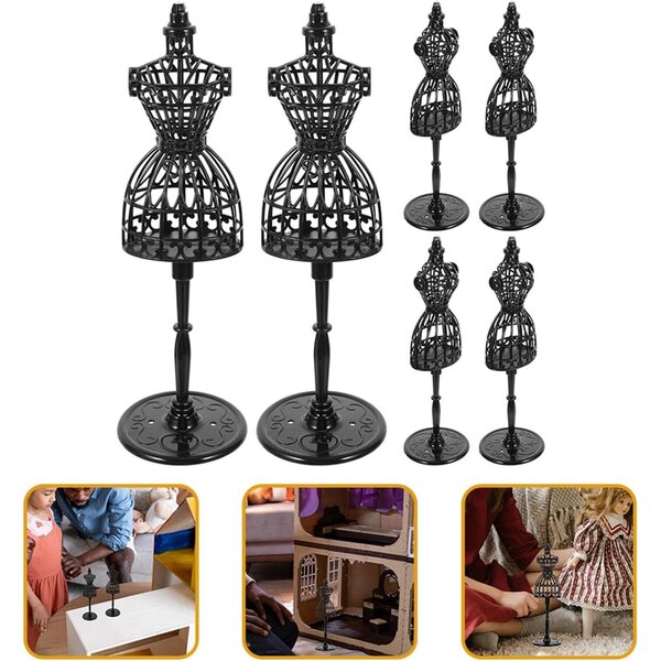 Set mit 6 VICASKY Miniatur-Schaufensterpuppen für Puppenkleidung und Zubehör, Schwarz, 21 cm