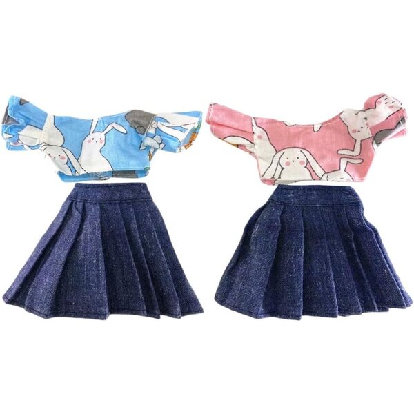 Gatuida Set mit 2 Puppenkleidern, 30 cm, Kaninchen-Thema, aus weichem Stoff