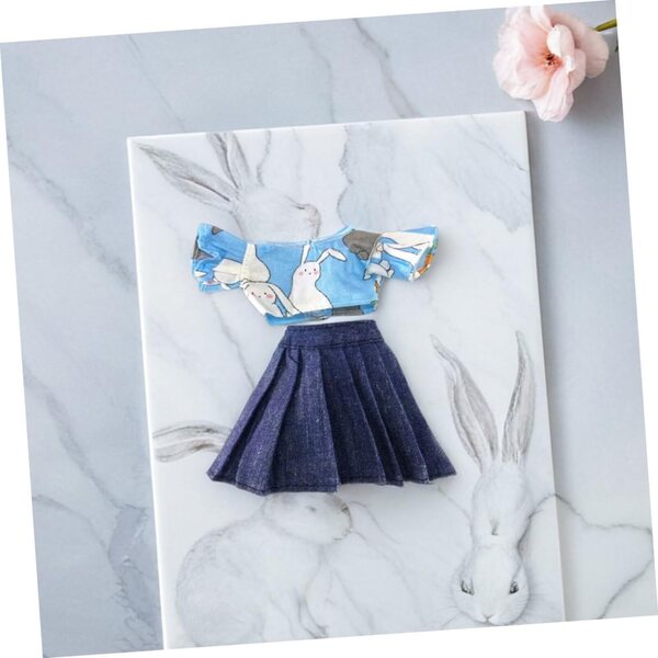 Gatuida Set mit 2 Puppenkleidern, 30 cm, Kaninchen-Thema, aus weichem Stoff
