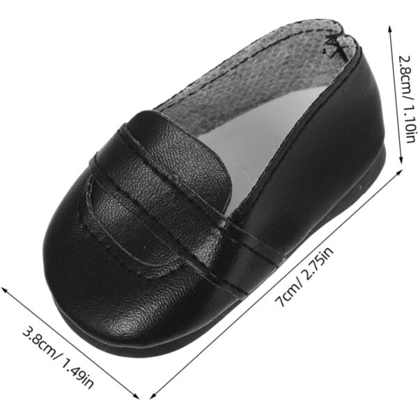 VICASKY Mini-Schuhe für Puppen, 18 cm, dekorative Miniatur-Schuhe aus schwarzem PU