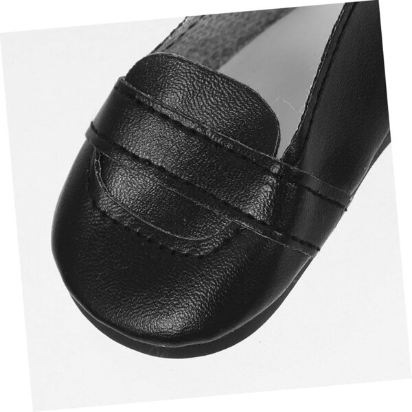 VICASKY Mini-Schuhe für Puppen, 18 cm, dekorative Miniatur-Schuhe aus schwarzem PU