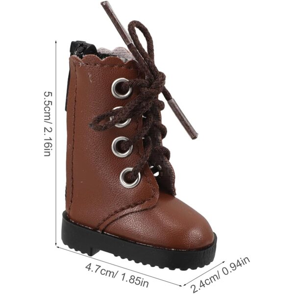 VICASKY Mini braune Schuhe für Puppen – 2 Stück Schuhe für BJD Puppen 5,5 x 4,7 cm